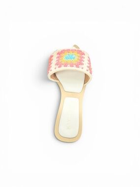 Crochet Slide Sandal in Pink, Cream & Yellow